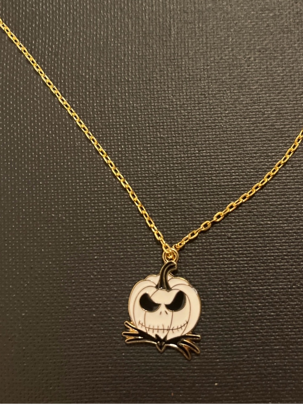 Nightmare Before Christmas Jack-O-Lantern Gold Tone Chain Pendant Necklace 20”